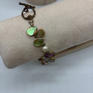 Vintage‎ Iridescent Stone & Pearl Bracelet